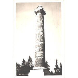 Vintage Astor Column Photo Postcard Astoria Oregon Landmark Kodak RPPC